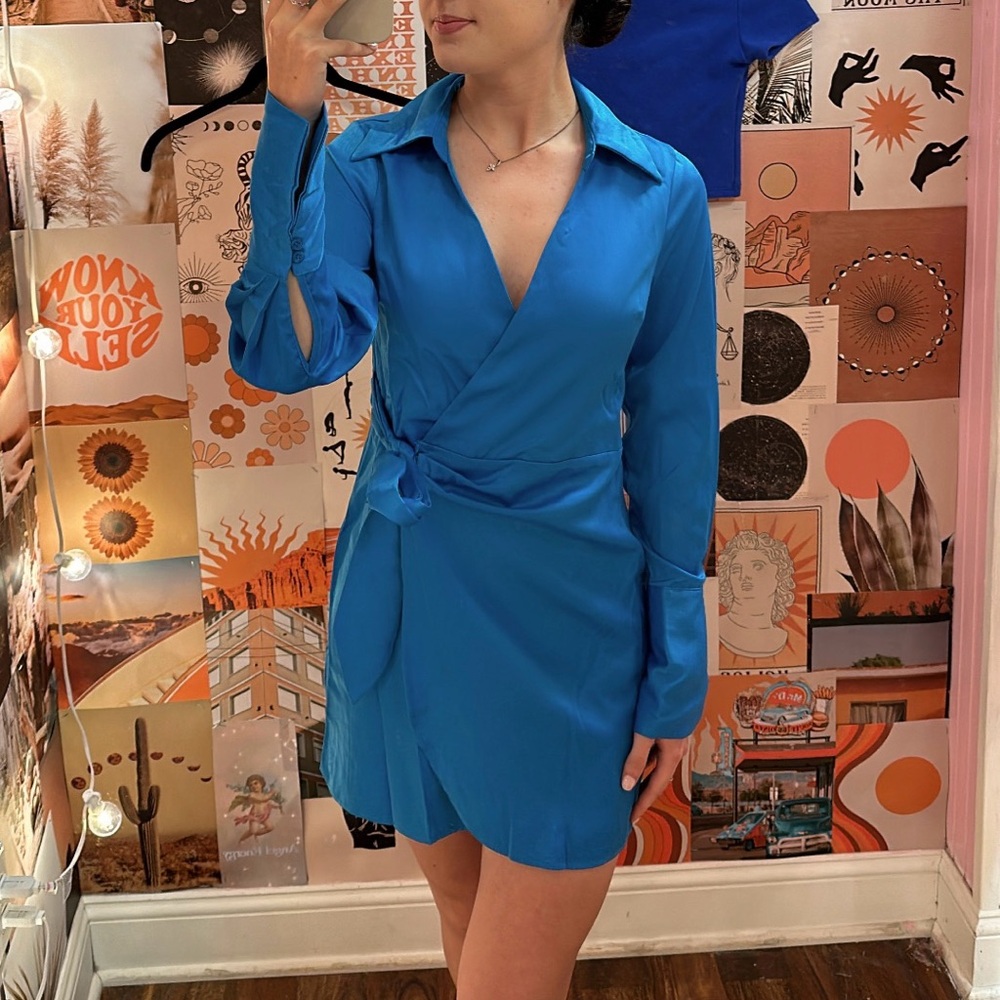 Vibrant Blue Wrap Dress